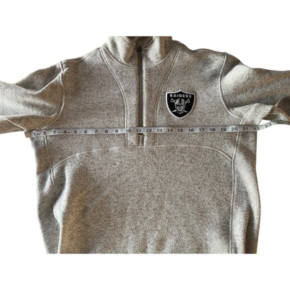 Antigua Oakland Raiders NFL 1/4 Zip Fleece Pullover Oatmeal Cream Size Medium - Picture 5 of 12